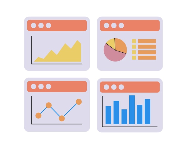 Grafik-Diagramm-Investment-Icon-Set. flaches design der karikaturinvestitionsikone