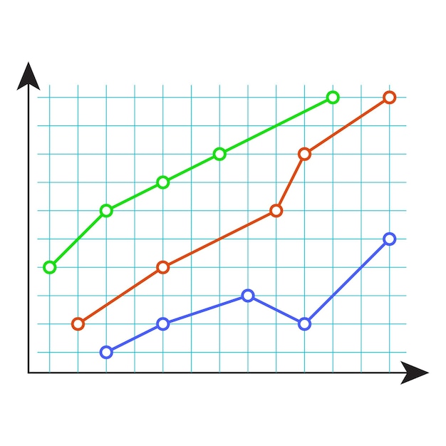 Grafik mit farblinie und punkten