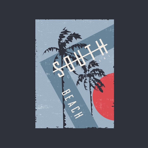 Grafik-t-shirt-design-druckplakat zum thema miami beach florida-vektorillustration