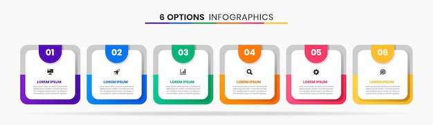 Grafik von infografik-element-entwurfsvorlagen mit symbolen und 6 zahlen