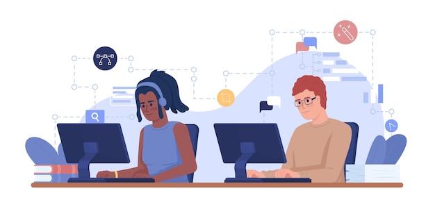 Grafikdesign-Agentur 2D-Vektor isolierte Illustration