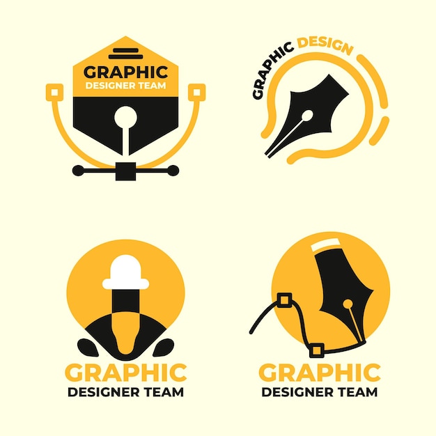 Vektor grafikdesigner-logo-set