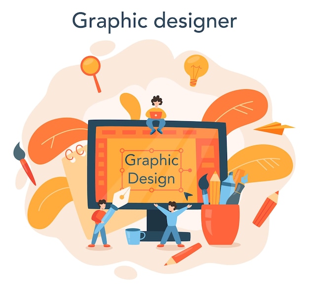 Vektor grafikdesigner oder digitales illustrator-konzept