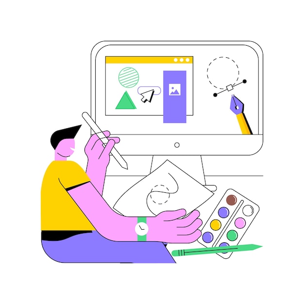 Grafikdesignkurs isolierte Cartoon-Vektorillustrationen