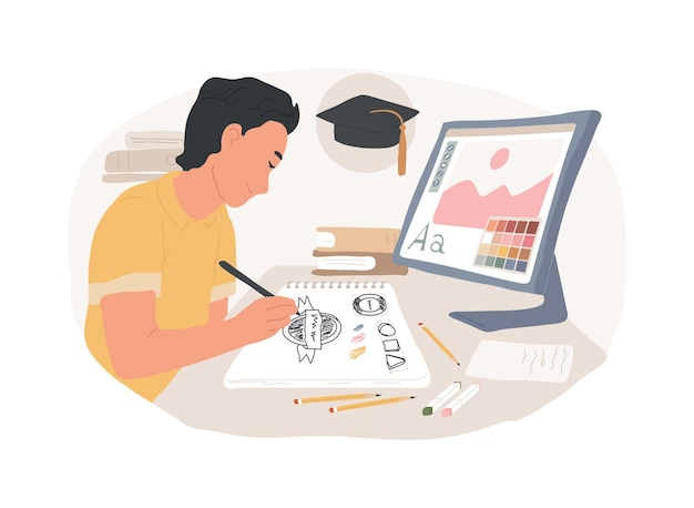 Grafikdesignkurs isolierte Cartoon-Vektorillustrationen
