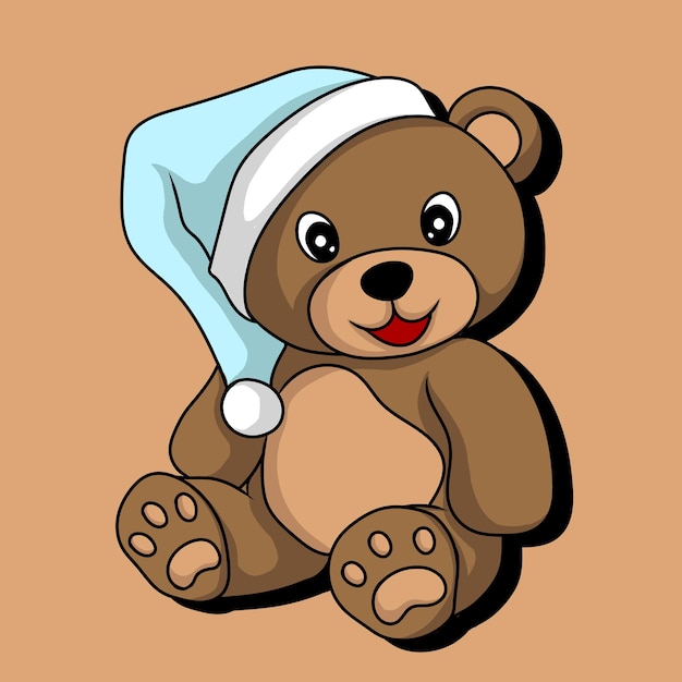 Grafikillustration und T-Shirt-Design niedlicher Bärenpuppencharakter für Aufkleber