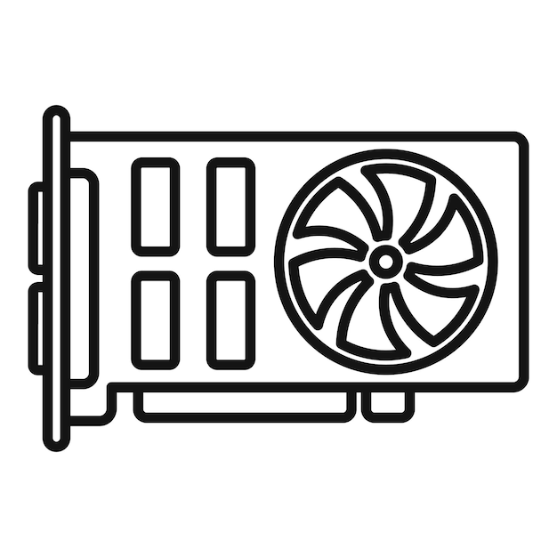 Grafikkartensymbol-Umrissvektor Computer-PC-GPU-Video