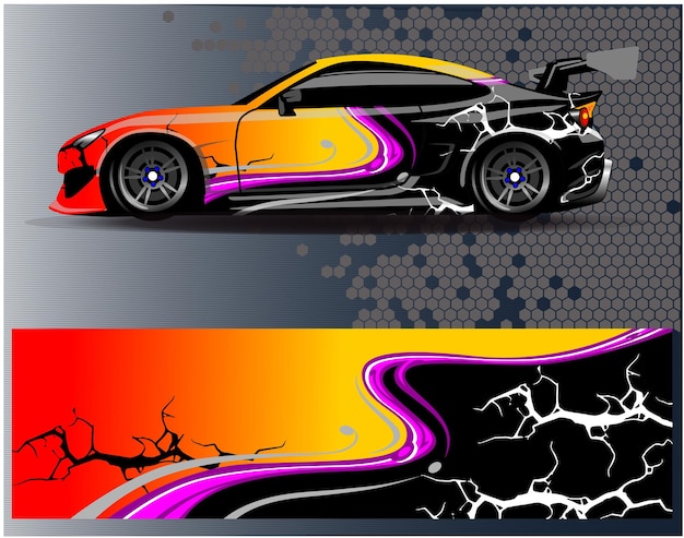 Grafische abstrakte streifen-rennhintergrund-designs für fahrzeug-rallye-rennabenteuer und autorennen