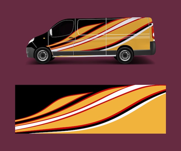 Vektor grafische abstrakte wellendesigns für wrap-fahrzeug-rennwagen-branding-auto pick-up truck und cargo van car wrap design vector