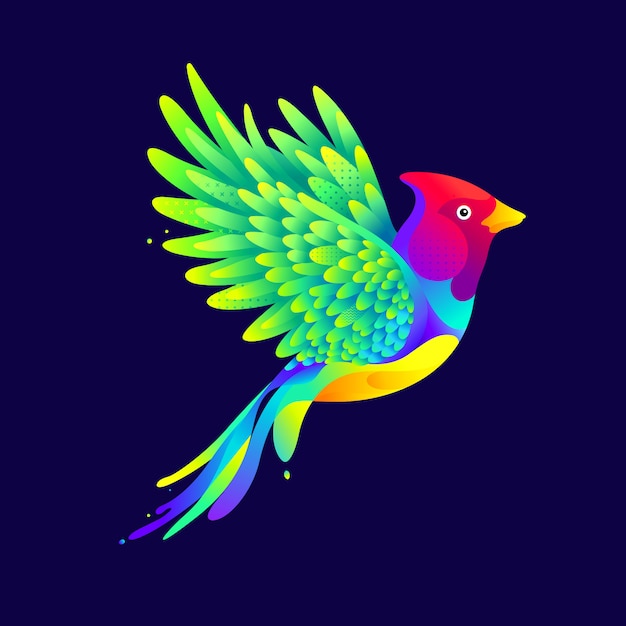 Grafische bunte fliegenvogelillustration