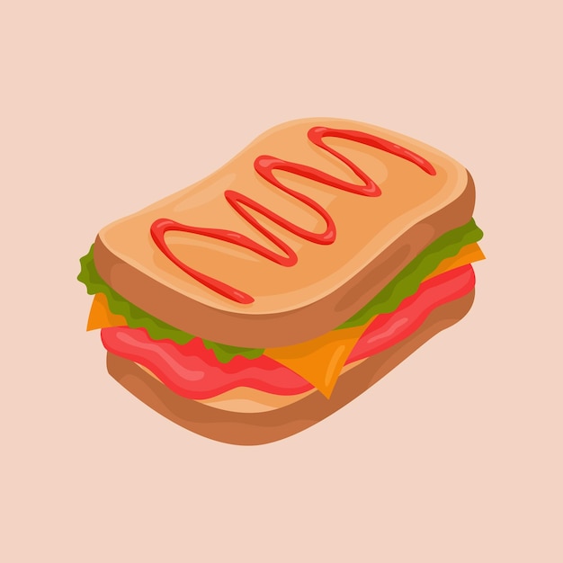 Vektor grafische elementillustration des sandwiches eines snacksandwiches