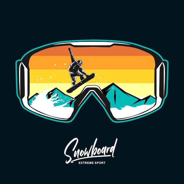 Grafische illustration der snowboardbrille