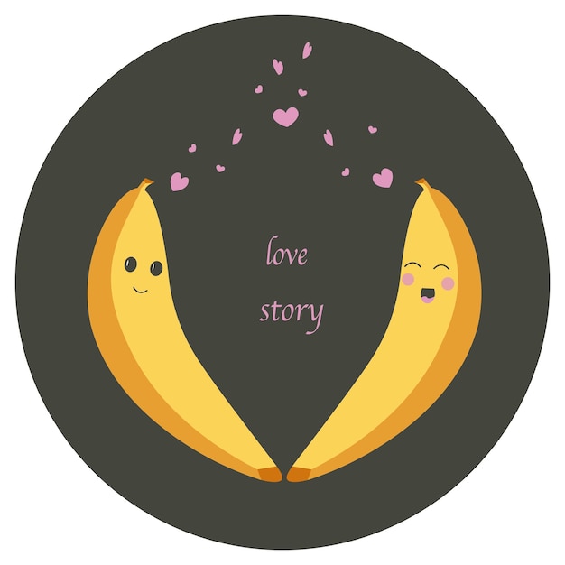 Vektor grafische illustration für kinder niedliche fröhliche bananen-liebesgeschichte zum drucken auf den wandkissen verwenden