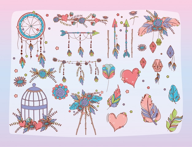 Grafische Ressourcen im Boho-Stil,