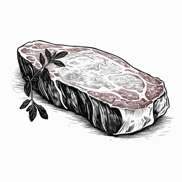 Vektor grafische steak-schwarz-weiß-vektorillustration