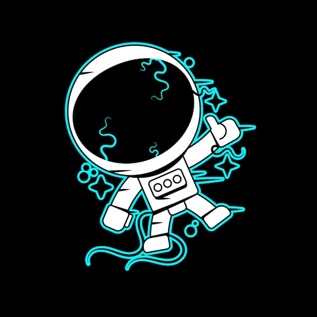 Grafischer astronaut mit schwarzem loch und sternenwirbel in seinem helm. vektorgrafiken isoliert auf weißem hintergrund. vektordesign oder malvorlage für erwachsene