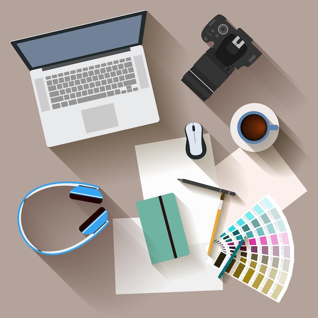Grafischer Musterhintergrund der Arbeitsplatzorganisation im flachen Stil