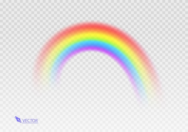 Grafischer Regenbogen mit durchsichtigem Hintergrund Formbogen realistisch isoliert auf weißer transparenter Rückseite