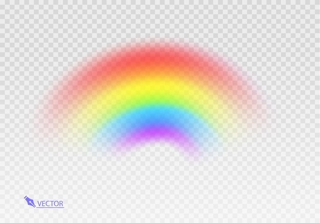 Grafischer Regenbogen mit durchsichtigem Hintergrund Formbogen realistisch isoliert auf weißer transparenter Rückseite