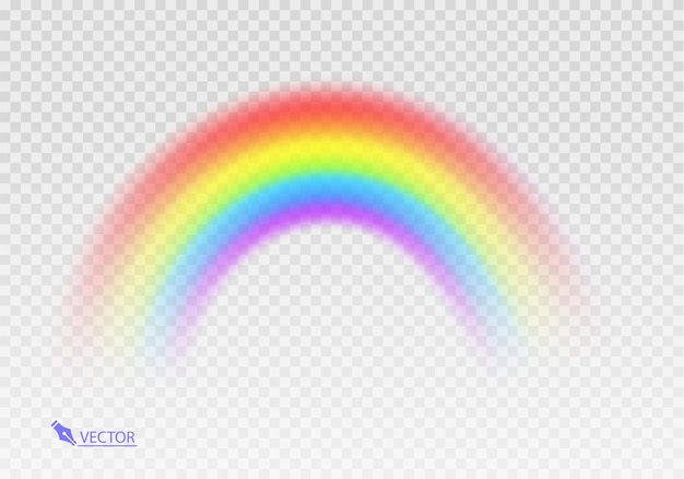 Grafischer Regenbogen mit durchsichtigem Hintergrund Formbogen realistisch isoliert auf weißer transparenter Rückseite