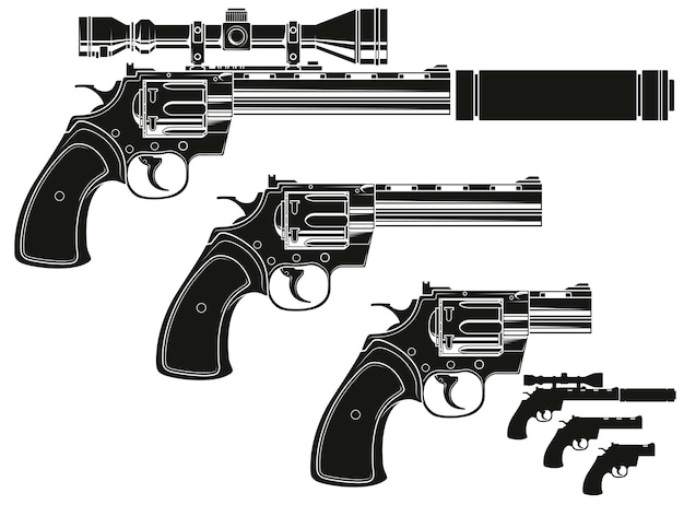 Grafischer silhouette revolver mit optischem visier