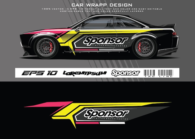 Vektor grafischer vektor der autolackierung. abstraktes grunge-hintergrunddesign für fahrzeug-vinylfolie und auto-branding