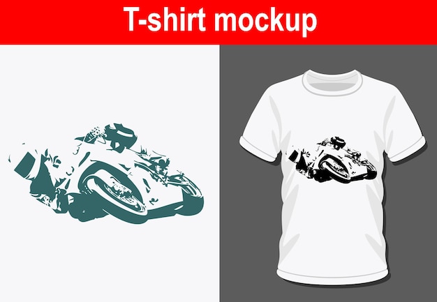 Vektor grafisches t-shirt-design, motorradfahrer bei sportlichen radtouren