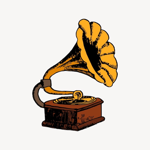 Grammophon-Collage-Element Vintage-Platten-Spieler-Illustrationsvektor
