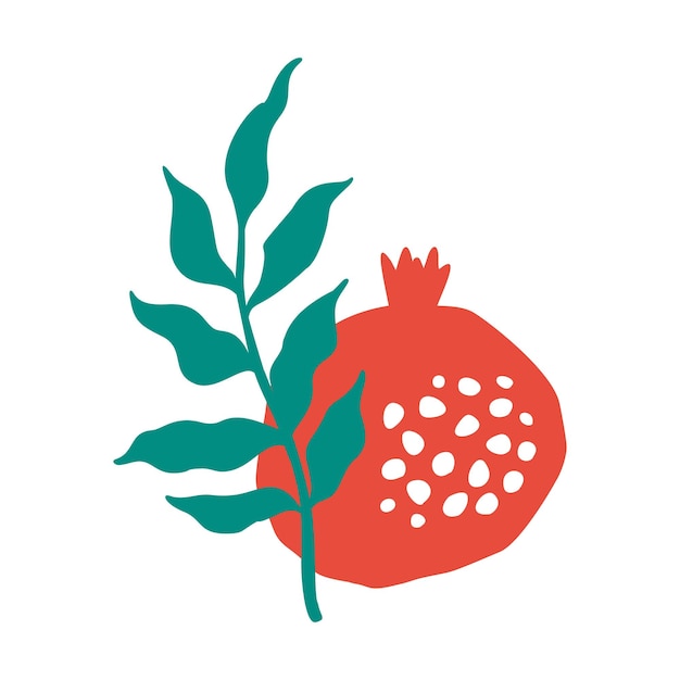 Granatapfel frucht vektor abstrakt ikon vektor illustration isoliert auf weißem hintergrund hand gezeichnet granatapfer im freihand-stil dekoratives element für logo verpackungskarte mit feiern shana tova
