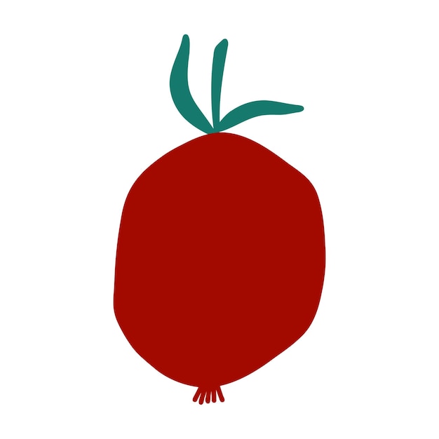 Granatapfel mit grünem Blatt und roten Samen im flachen Cartoon-Stil auf weißem Hintergrund Vektor-Illustration von bunten frischen Früchten