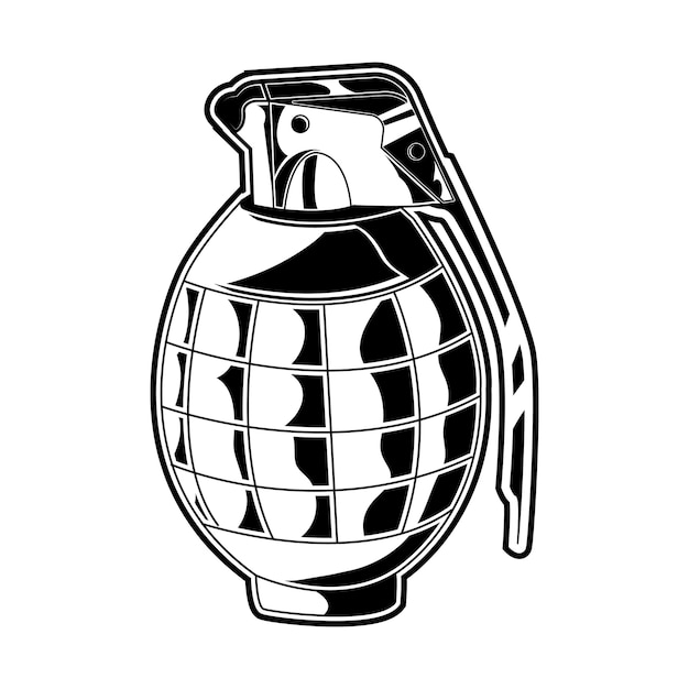 Vektor granate-vektor-illustration schwarzweiss lokalisiert