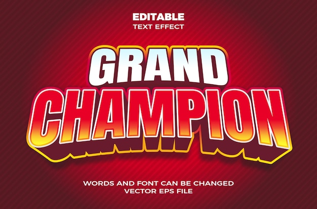 Vektor grand champion banner bearbeitbarer texteffekt