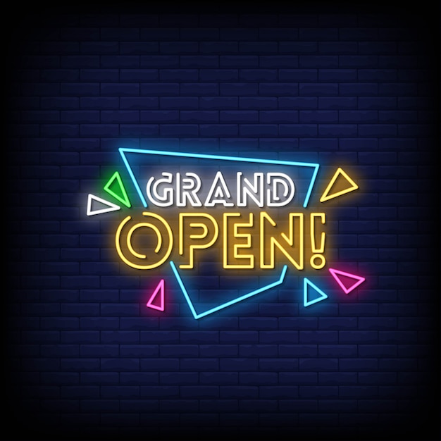 Grand open neon signs style text