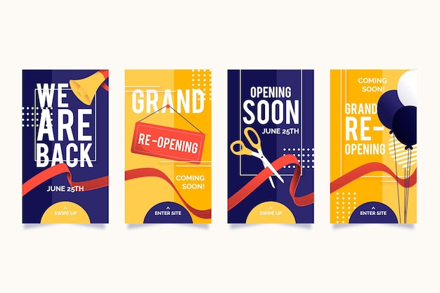 Grand re-opening instagram stories pack