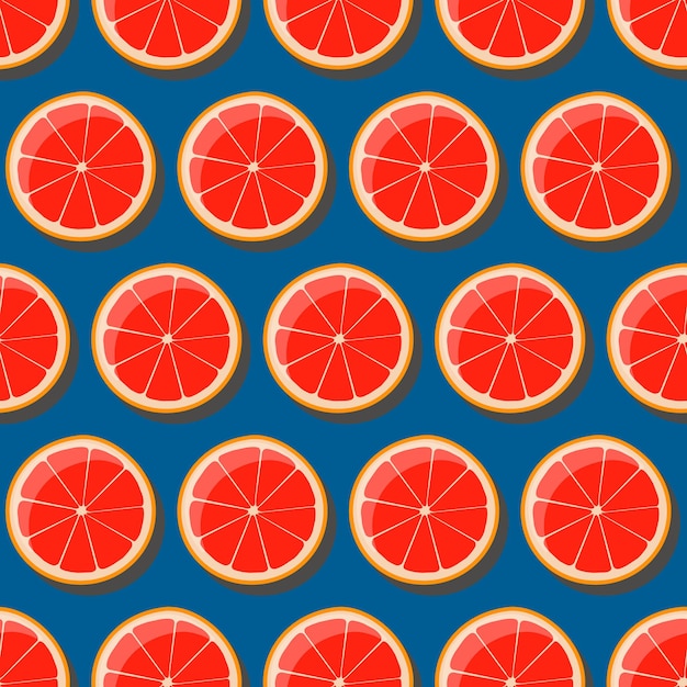 Grapefruit-Muster mit harten Schatten auf blauem Hintergrund