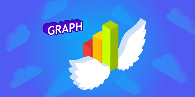 Graph isometrisches Design-Symbol Vektor-Web-Illustration 3d buntes Konzept