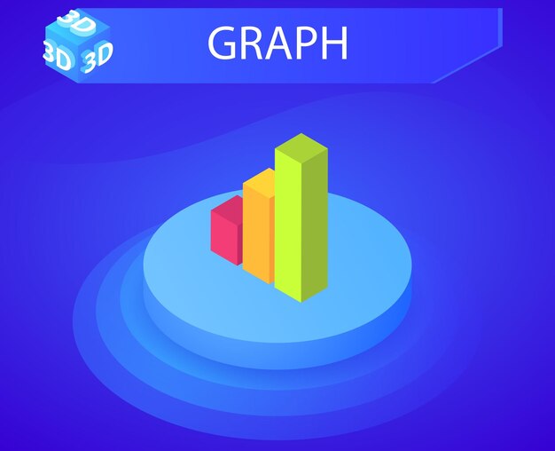 Graph isometrisches Design-Symbol Vektor-Web-Illustration 3d buntes Konzept