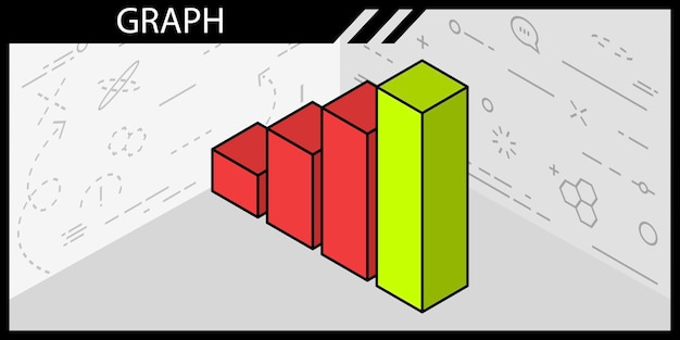 Graph isometrisches Design-Symbol Vektor-Web-Illustration 3d buntes Konzept