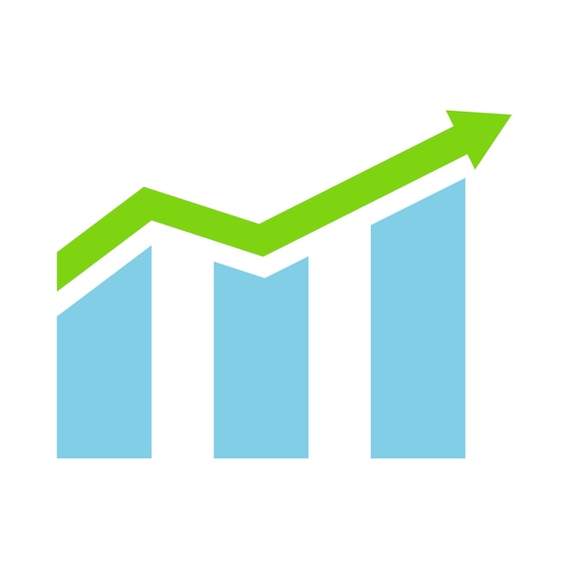 Vektor graph-up-diagramm wachsendes graph-piktogramm geschäftssymbol