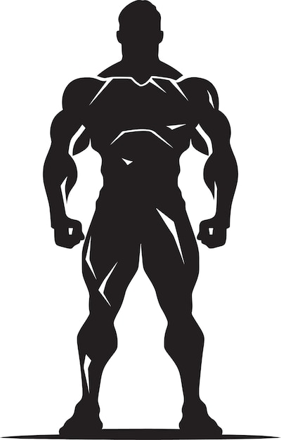 Graphite gladiator vollkörper schwarzer vektorkunst silhouette von power bodybuilders ikonische glyphe