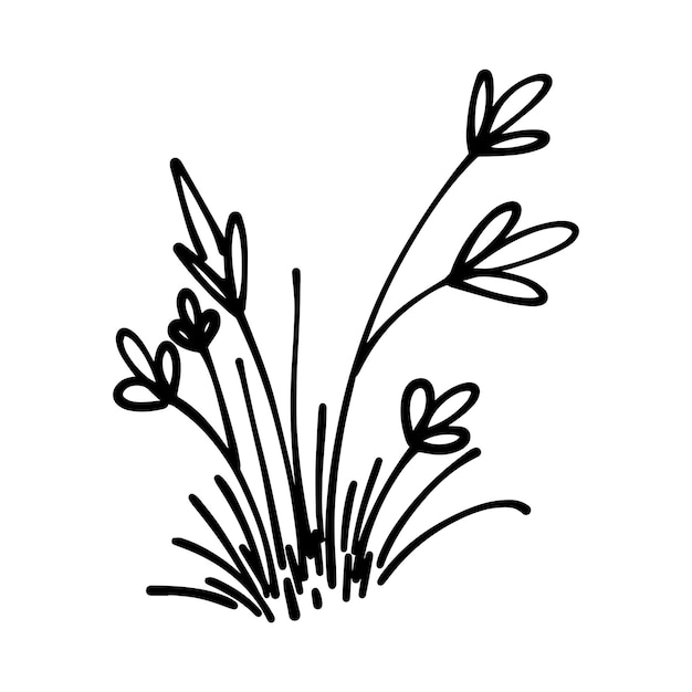 Gras-ikonen-illustration, handgezeichnet im sketch-pinsel-stil-design und hintergrundelement