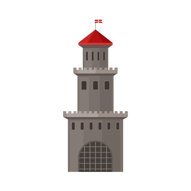 Vektor graue drei-ebenen-turm-vektorillustration auf weißem hintergrund