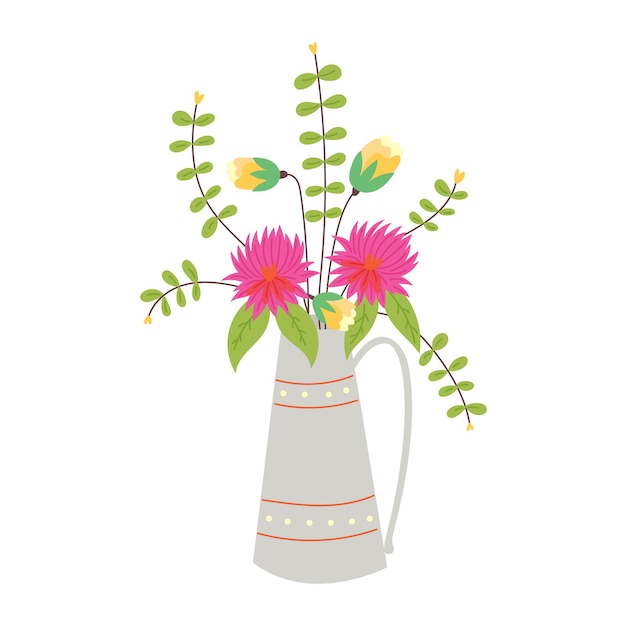 Graue vase mit blumen