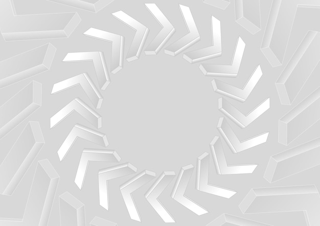 Vektor graue weiße 3d-runde pfeile abstrakte technologie-hintergrund vektor geometrisches futuristisches design