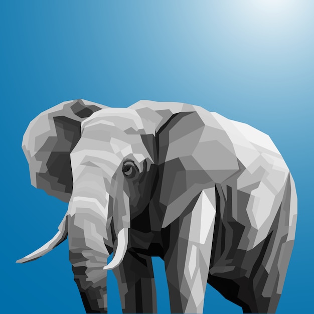 Vektor grauer elefant im pop-art-stil