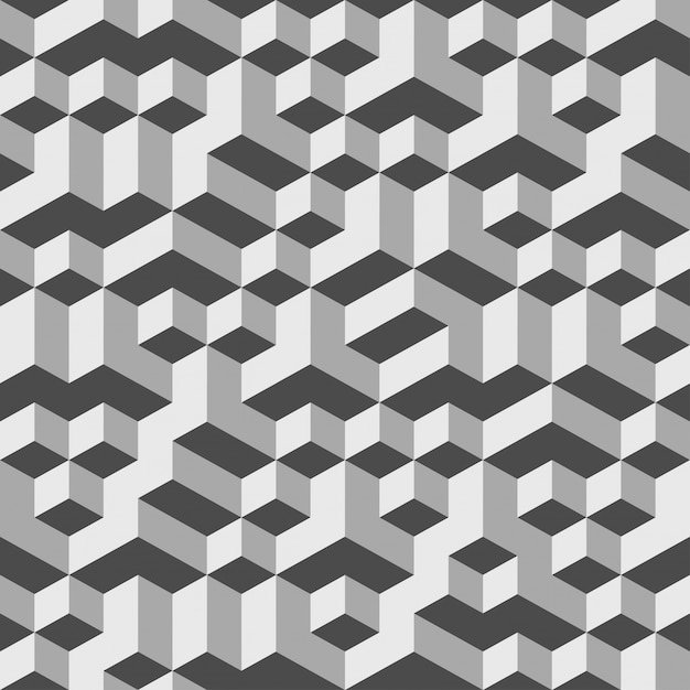 Grauer geometrischer Volumen-nahtloser Muster-Hintergrund