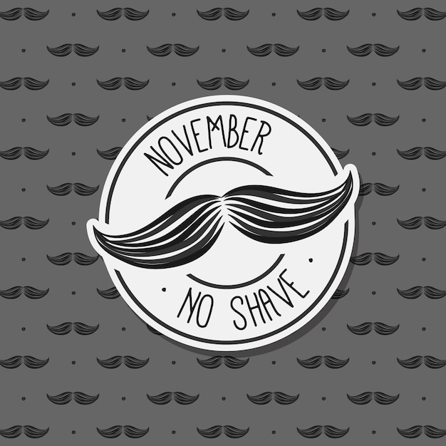 Vektor grauer hintergrund mit schnurrbärten für movember