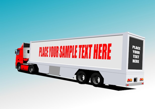 Grauer Lastwagen auf der Straße Vektor 3D-Handgezeichneter Illustration