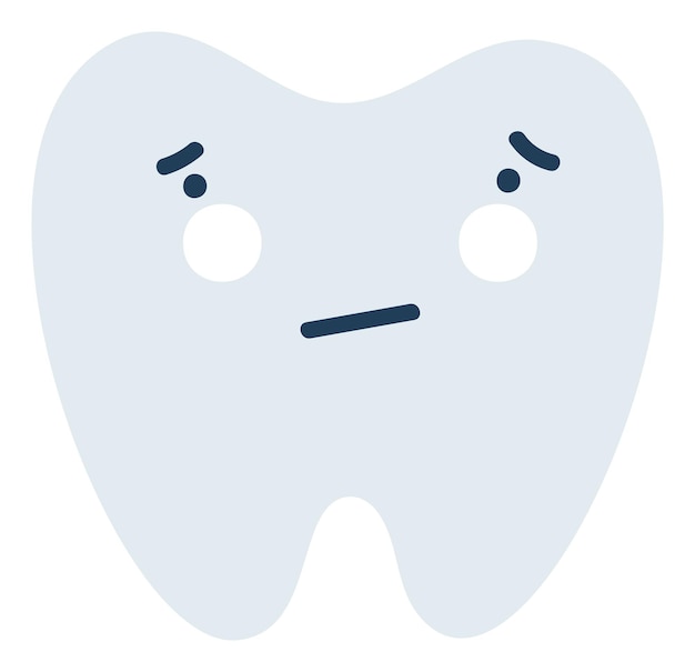 Vektor grauer verlegener zahn emoji-ikon schöne zahnfigur objekt medizin