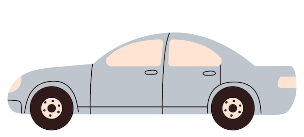 Vektor graues auto im doodle-stil auf einem weißen hintergrundvektor